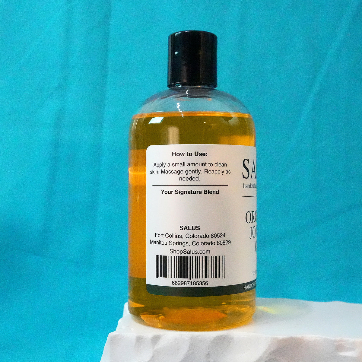 SALUS Organic Jojoba Oil, 12 fl oz how-to-use panel