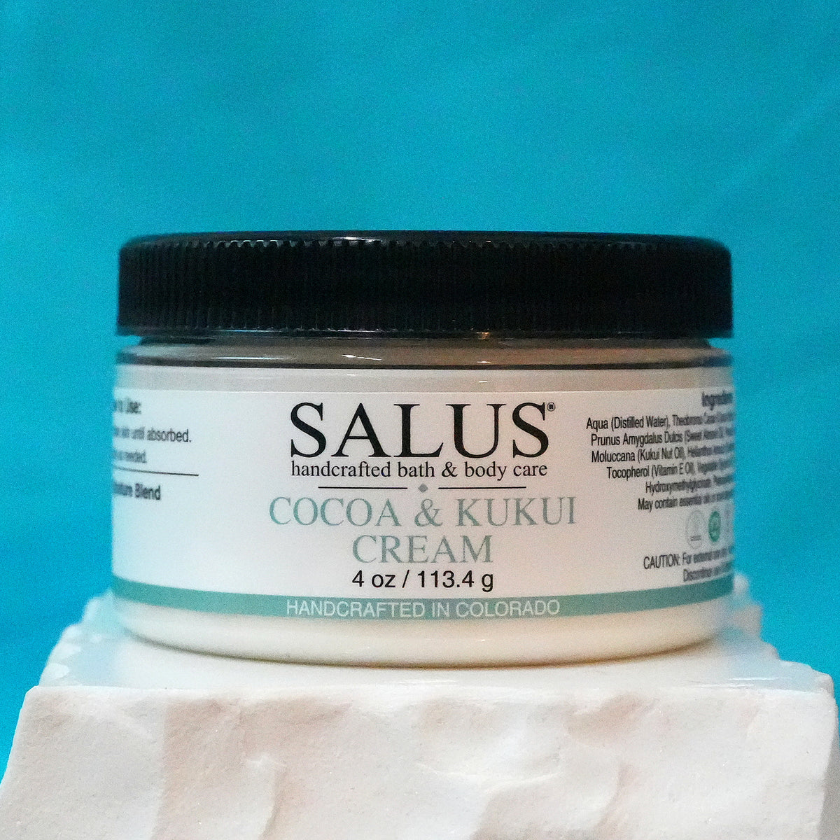 SALUS Cocoa & Kukui Cream, 4 oz jar.