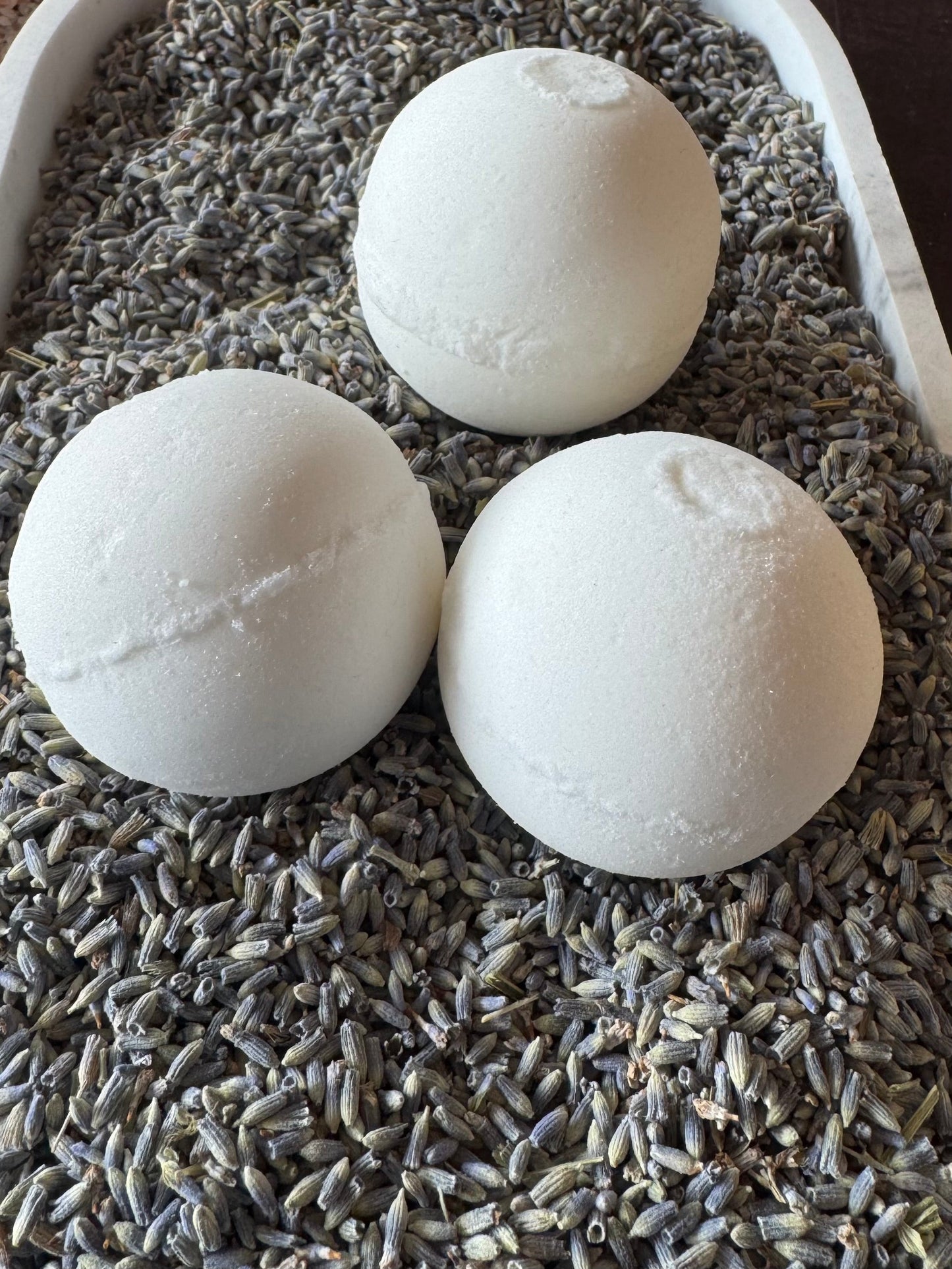 SALUS bath bomb ingredient list showing non-GMO sunflower oil organic shea butter and cocoa butter handcrafted in Fort Collins Colorado
