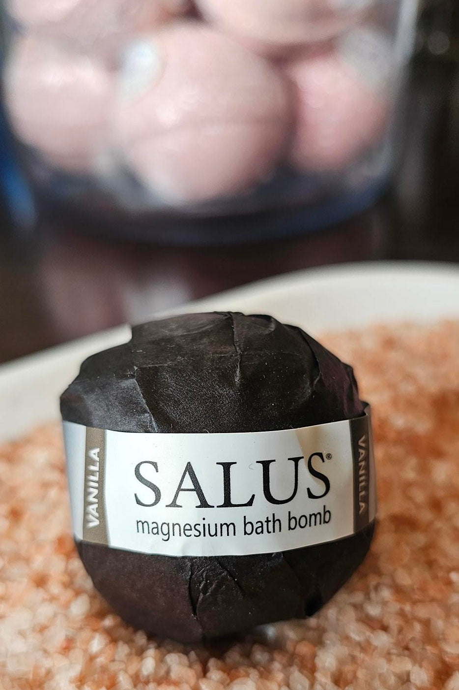 SALUS magnesium bath bomb wrapped, handcrafted in Fort Collins Colorado