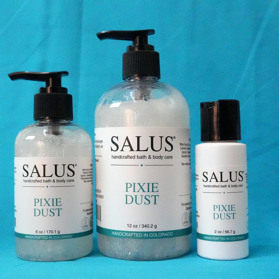 SALUS Pixie Dust, 2 oz, 6 oz and 12 oz bottles
