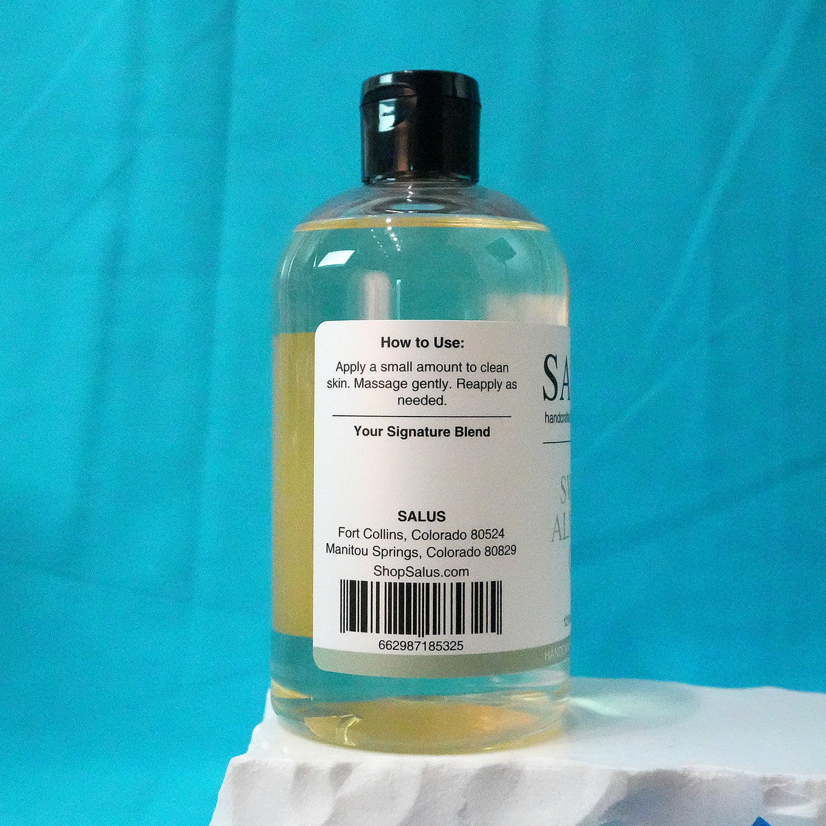 SALUS Sweet Almond Oil, 12 fl oz how-to-use panel