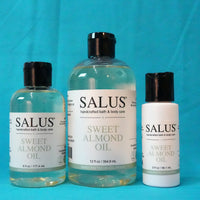 SALUS Sweet Almond Oil, 2 fl oz, 6 fl oz and 12 fl oz bottles